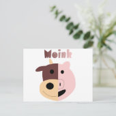 Kuh + Schwein = rosa Postkarte (Stehend Vorderseite)