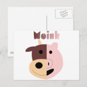 Kuh + Schwein = rosa Postkarte (Vorne/Hinten)