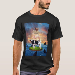 Kuh Schwein Schaf Huhn Auf Dem Meer Haie Lustige A T-Shirt