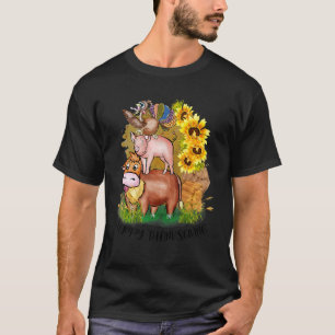 Kuh Schwein Truthahn Frohes Erntedankfest für Jung T-Shirt