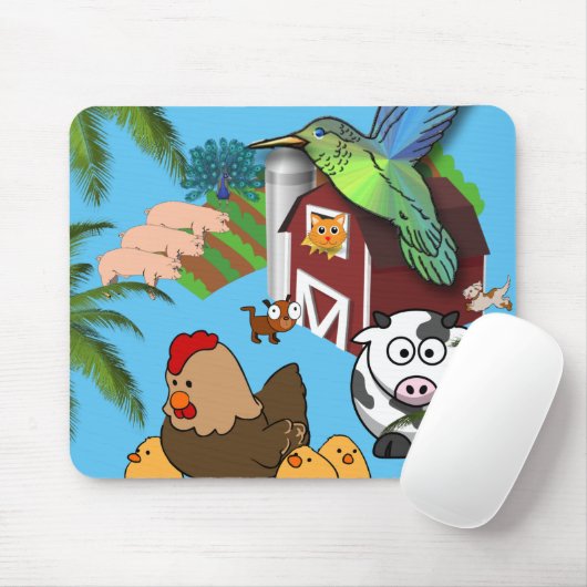Kuh Schweine Farm Hühner Maus Pad! Mousepad (Mit Mouse)