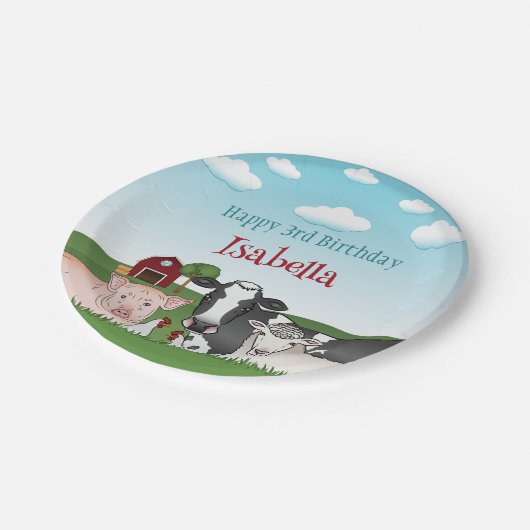 Kuh Schweineschaf Hühner Zuchttiere Geburtstag Pappteller (Schrägansicht)