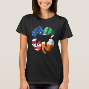 Kuh Shamrock Irisch Irland Amerikanische Flagge St T-Shirt
