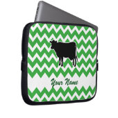 Kuh-Silhouette mit grünem Zickzack Muster Laptopschutzhülle (Vorne Rechts)