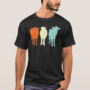 Kuh-Silhouette Retro-Landwirtschafts-Tier Landwirt T-Shirt