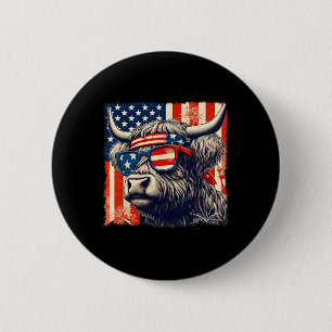 Kuh singt amerikanische Flagge 4. Juli Farmer  Button