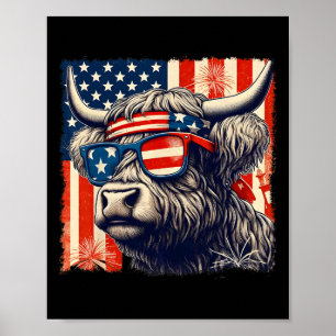 Kuh singt amerikanische Flagge 4. Juli Farmer Poster