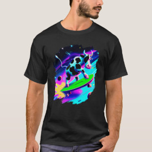 Kuh Skateboarding im Weltraum Retro Vintage Ska T-Shirt