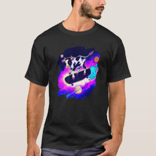 Kuh Skateboarding im Weltraum Retro Vintage Ska T-Shirt