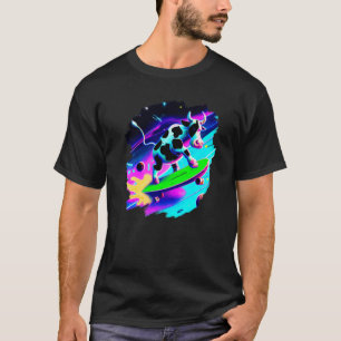 Kuh Skateboarding im Weltraum Retro Vintage Ska T-Shirt