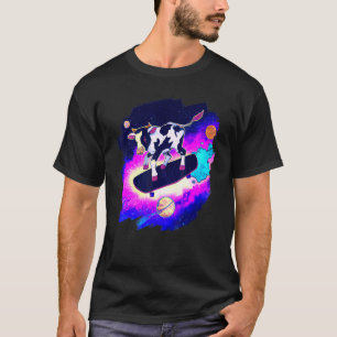 Kuh Skateboarding im Weltraum Retro Vintage Ska T-Shirt