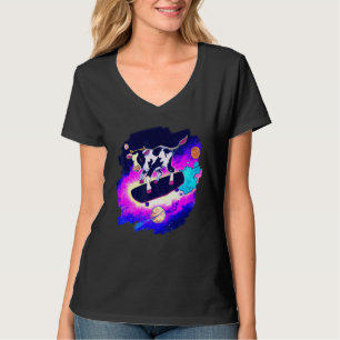 Kuh Skateboarding im Weltraum Retro Vintage Ska T-Shirt