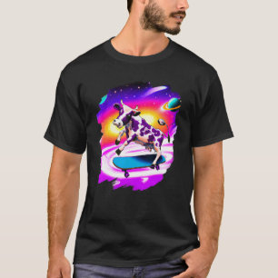 Kuh Skateboarding im Weltraum Retro Vintage Ska T-Shirt
