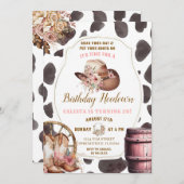 Kuh Skin Woods Cowgirl Geburtstagshaus Einladung (Vorne/Hinten)