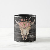Kuh Skull Rustikaler Glitzer Glam Personalisiert B Tasse (Zentrum)