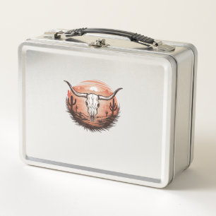 Kuh Skull Western Cowgirl Cowboy Rodeo Metall Brotdose