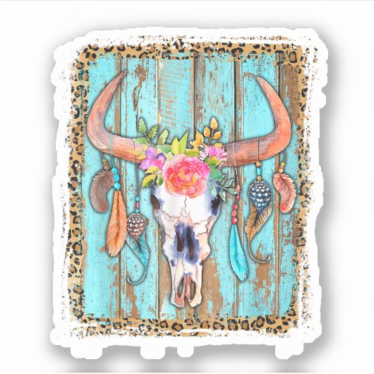 Kuh Skulls für Frauen Leopard Print. Perfektes Des Aufkleber (Vorderseite)