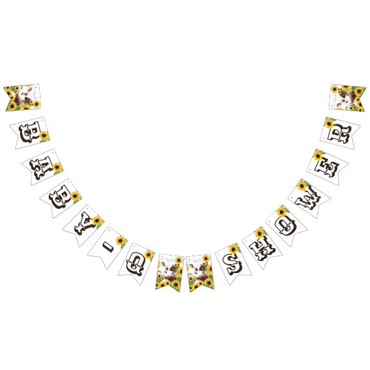 Kuh Sonnenblume Baby Q Barbecue Jagdfahnen Wimpelkette (Alle)