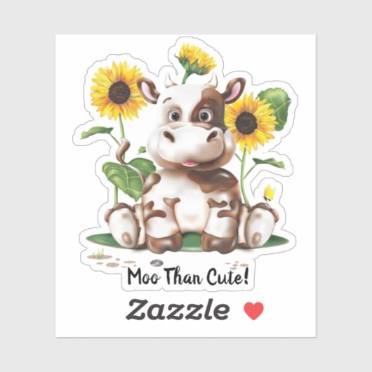 Kuh Sonnenblume | Funny Aufkleber (Blatt)