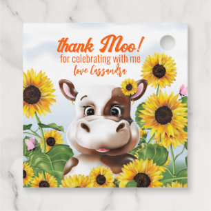 Kuh Sonnenblume Funny Farm Vielen Dank für die Tag Geschenkanhänger