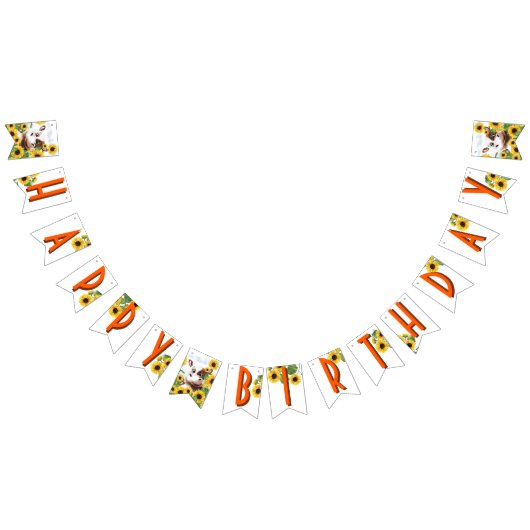 Kuh Sonnenblume Happy Birthday Wimpelkette (Alle)