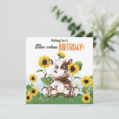 Kuh Sonnenblume Kindergeburtstag (Stehend Vorderseite)