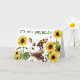Kuh Sonnenblume Kindergeburtstag Karte