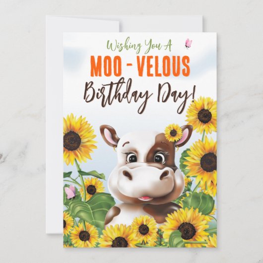 Kuh Sonnenblume Lustiger Geburtstag (Vorderseite)
