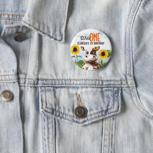 Kuh Sonnenblume Mädchen Erstgeburt Button (Beispiel)