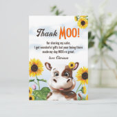 Kuh Sonnenblume Mädchen Erstgeburt Dankeskarte (Stehend Vorderseite)