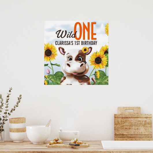 Kuh Sonnenblume Mädchen Erstgeburt Poster (Küche)