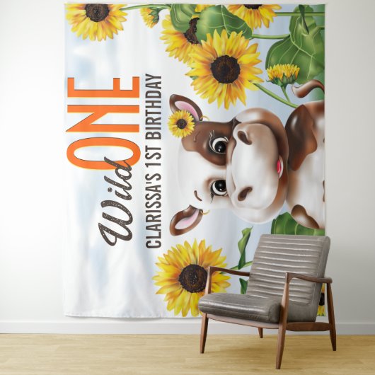 Kuh Sonnenblume Mädchen Erstgeburt Wandteppich (Beispiel)