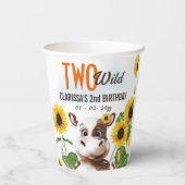 Kuh Sonnenblume Mädchen zweite Geburtstag Pappbecher (Rückseite)