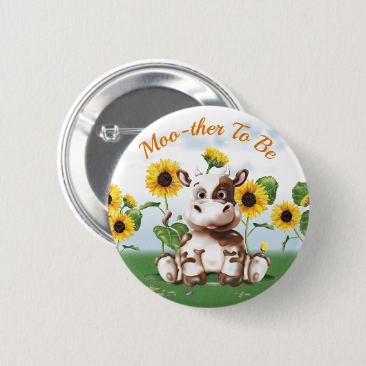 Kuh Sonnenblume Mutter zu sein Button (Vorne & Hinten)