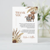 Kuh Sonnenblumen Farm Baby Dusche Danke Karte (Stehend Vorderseite)