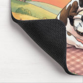 Kuh spielt Banjo auf einer Decke Mousepad (Ecke)