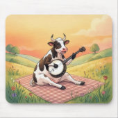 Kuh spielt Banjo auf einer Decke Mousepad (Vorne)