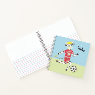 Kuh spielt Fußball Kinderskizze/üben Notebook Notizblock