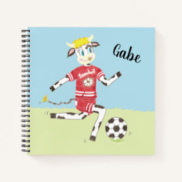 Kuh spielt Fußball Kinderskizze/üben Notebook Notizblock