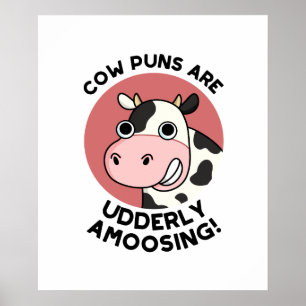 Kuh spielt ungeordnet auf die lustige Tierpuppe Poster