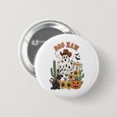 Kuh Spot Ghost Western Funny Halloween Button (Vorne & Hinten)