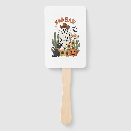 Kuh Spot Ghost Western Funny Halloween Fächer (Vorderseite)