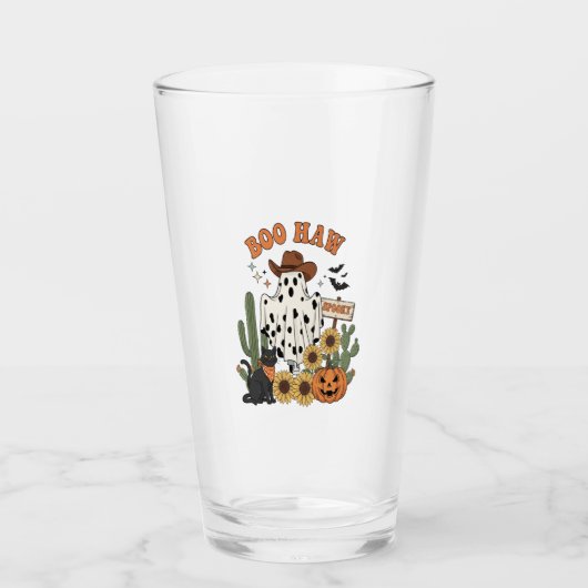Kuh Spot Ghost Western Funny Halloween Glas (Vorderseite)
