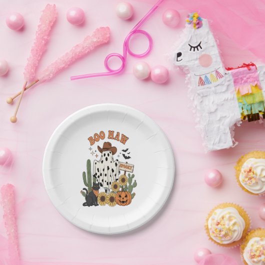 Kuh Spot Ghost Western Funny Halloween Pappteller (Party)