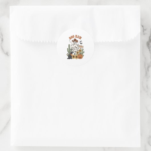 Kuh Spot Ghost Western Funny Halloween Runder Aufkleber (Tasche)