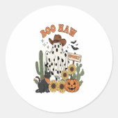 Kuh Spot Ghost Western Funny Halloween Runder Aufkleber (Vorderseite)