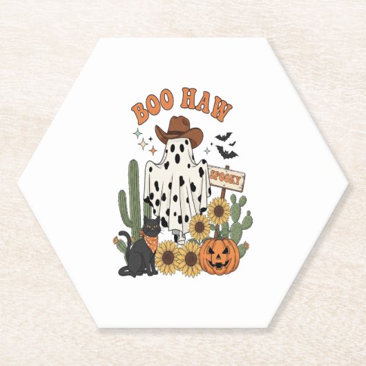 Kuh Spot Ghost Western Funny Halloween Untersetzer (Vorderseite)