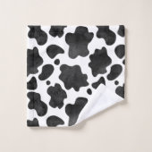 Kuh-Spots Muster Schwarz-Weiß-Tierdruck Badhandtuch Set (Waschlappen)