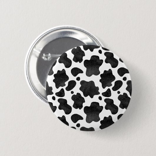 Kuh-Spots Muster Schwarz-Weiß-Tierdruck Button (Vorne & Hinten)