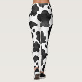 Kuh-Spots Muster Schwarz-Weiß-Tierdruck Leggings (Rückseite)